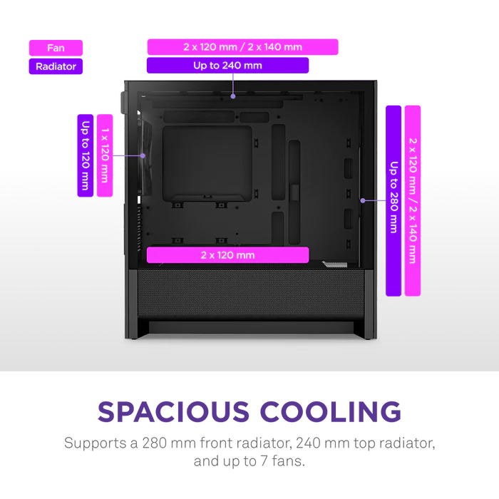 CASE NZXT H3 FLOW (2025) - BLACK MICRO-ATX (FANx1)