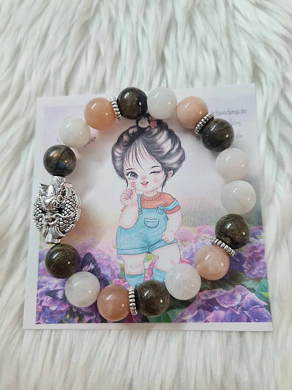 (010) กำไลหิน Moon&Sun ซันสโตน มูนสโตน ลาบราดอไรต์ ชาร์มมังกร (ความอุดมสมบูรณ์ เสริมการงาน มั่งคั่ง พลังรักมั่นคง) ขนาดข้อมือระบุทางแชทได้ค่ะ