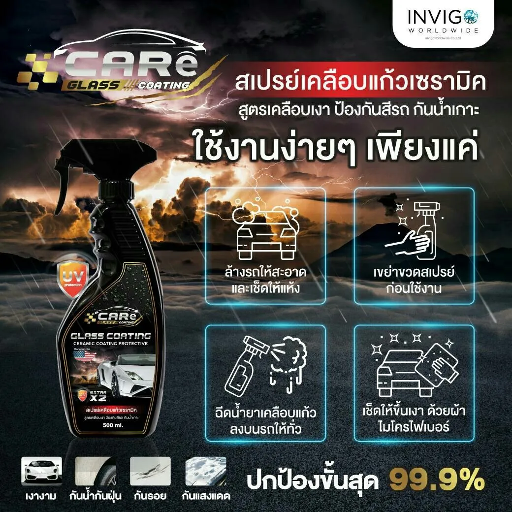 CareGlassCoating สเปรย์เคลือบแก้ว น้ำยาเคลือบสีรถ เคลือบเงารถ น้ำยาเคลือบรถ น้ำยาเคลือบแก้ว เคลือบสีรถกันน้ำ สเปรย์เคลือบเงารถ เคลือบแก้วเซรามิค