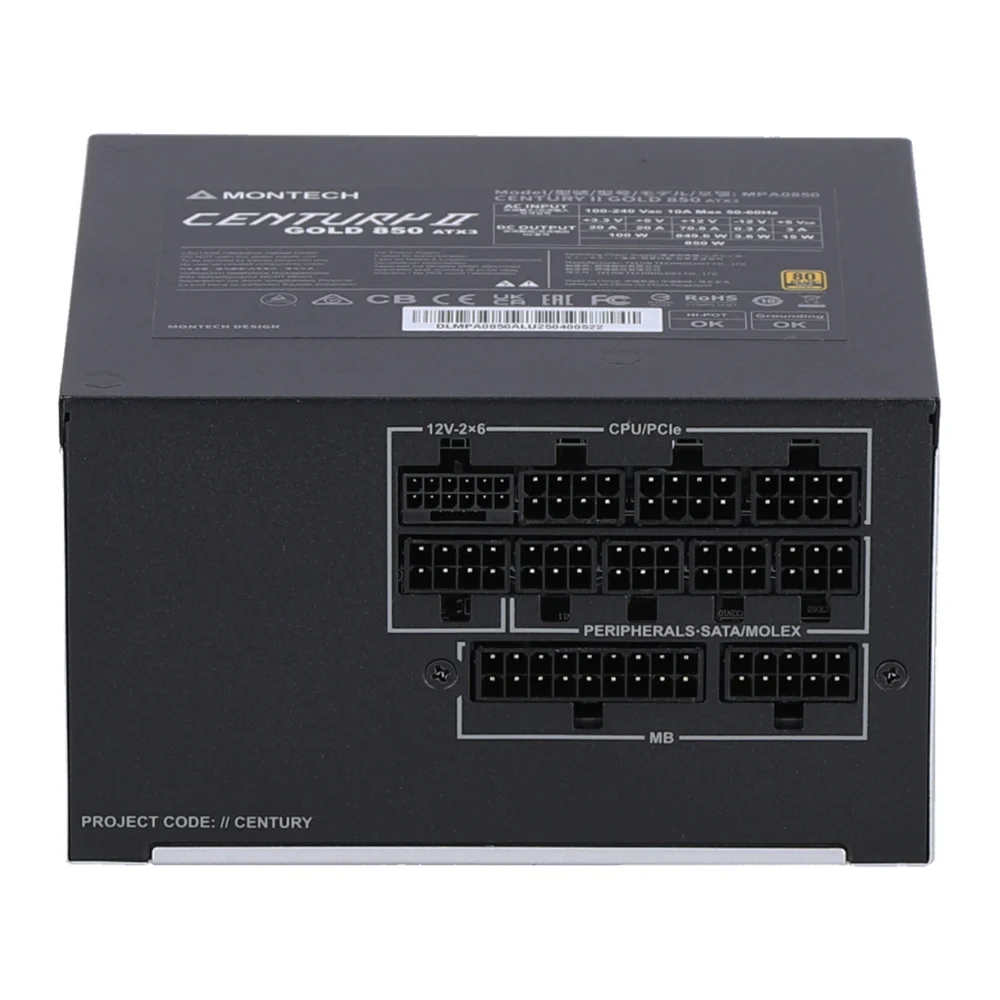 PSU MONTECH CENTURY II GOLD 850W ATX 3.1 PCIE 5.1 - 850W (80+GOLD/CYT-PLATIUM)