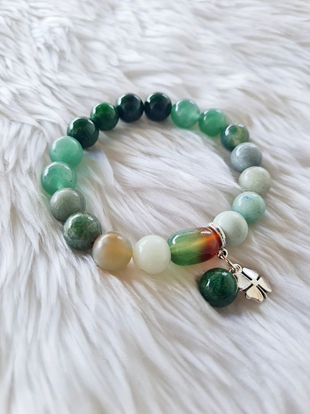 (006) กำไลหินประจำวันเกิด (วันพุธ กลางวัน) กำไลหินแท้ ขนาด 10 มิล เสริมทุกด้าน (ขนาดข้อมือ แจ้งระบุทางแชทได้เลยค่ะ)