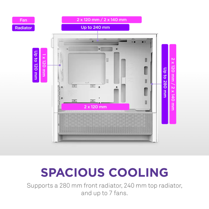 CASE NZXT H3 FLOW (2025) - WHITE MICRO-ATX (FANx1)