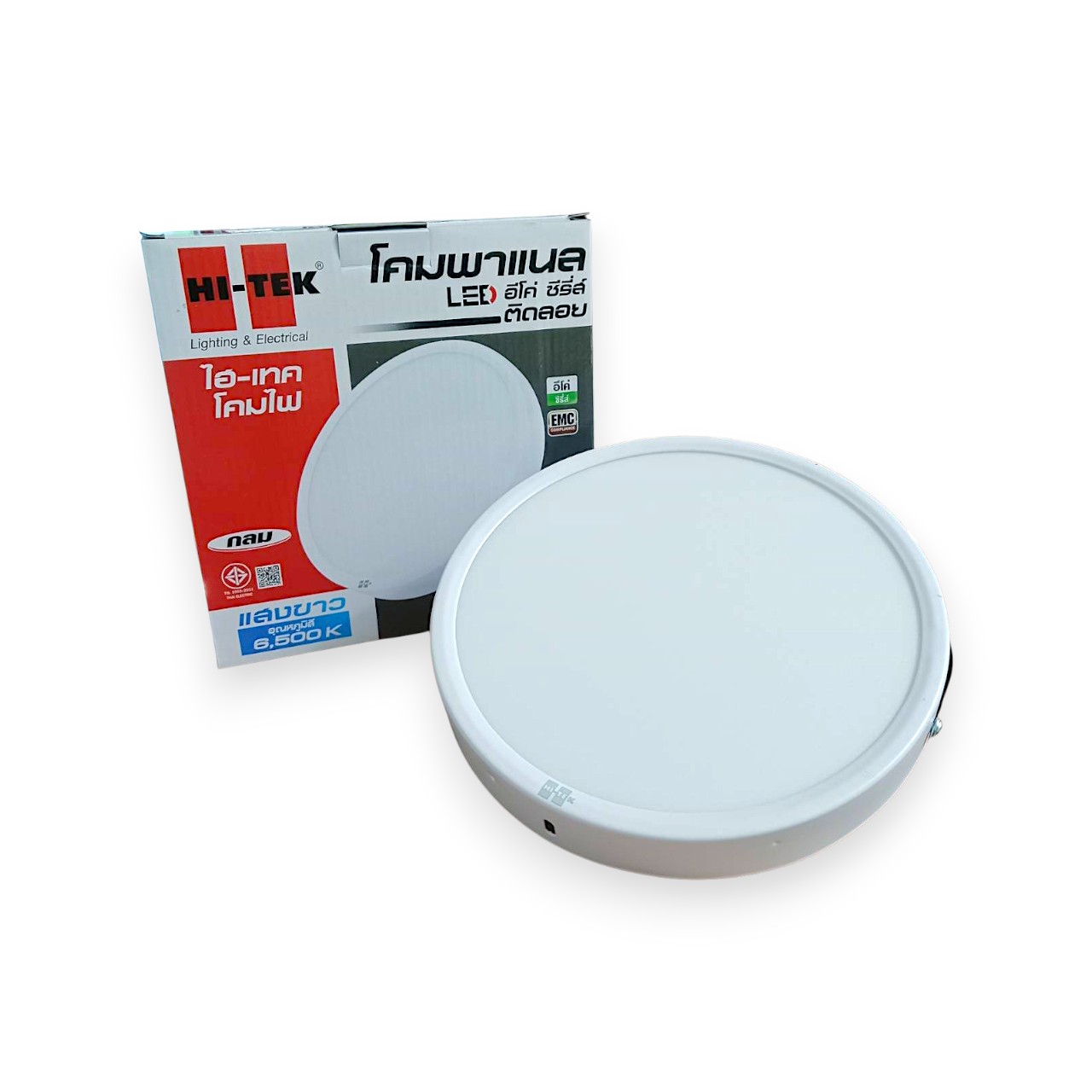 โคมพาแนล ECO ซีรีย์ติดลอยกลม 6 นิ้ว LED 18W Daylight HI-TEK สีขาว ป้องกันไฟกระชาก 800V