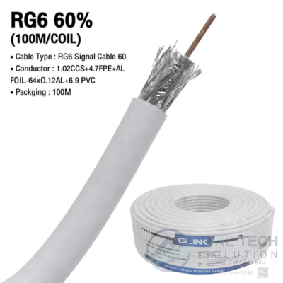 RG6 60% 'GLINK' 100M WHITE