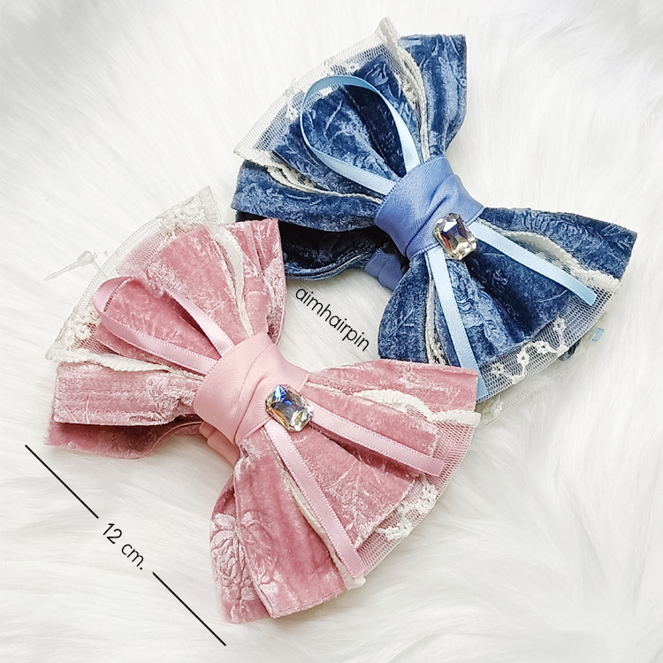 กิ๊บกล้วย ทรงโบว์ ผ้ากำมะหยี่ - aimhairpin จำหน่ายกิ๊บติดผมเกาหลีแท้ และเครื่องประดับ ยางรัดผม คาดผมแฟชั่น สร้อยคอ ต่างหู