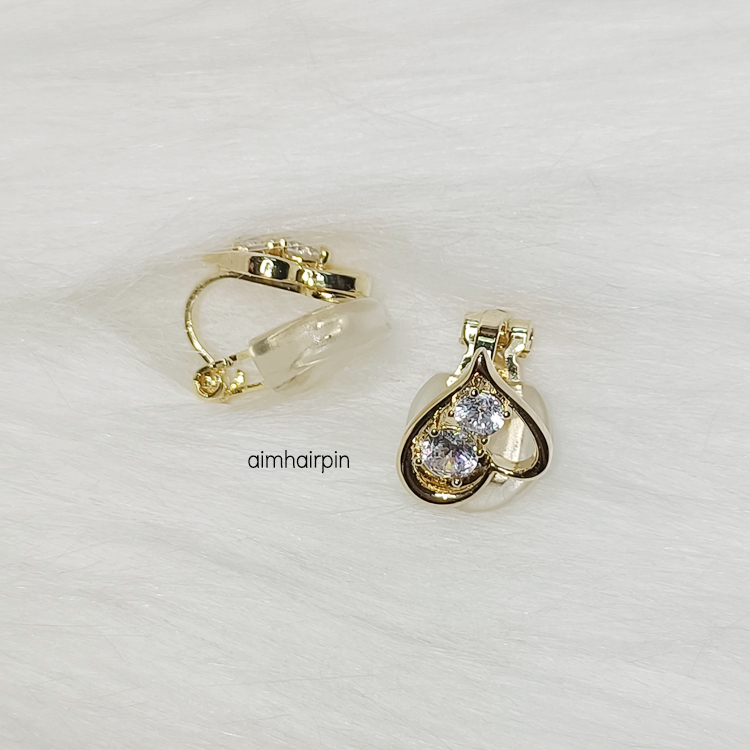 ต่างหูหนีบสีทองทรงหัวใจ - aimhairpin จำหน่ายกิ๊บติดผมเกาหลีแท้ และเครื่องประดับ ยางรัดผม คาดผมแฟชั่น สร้อยคอ ต่างหู