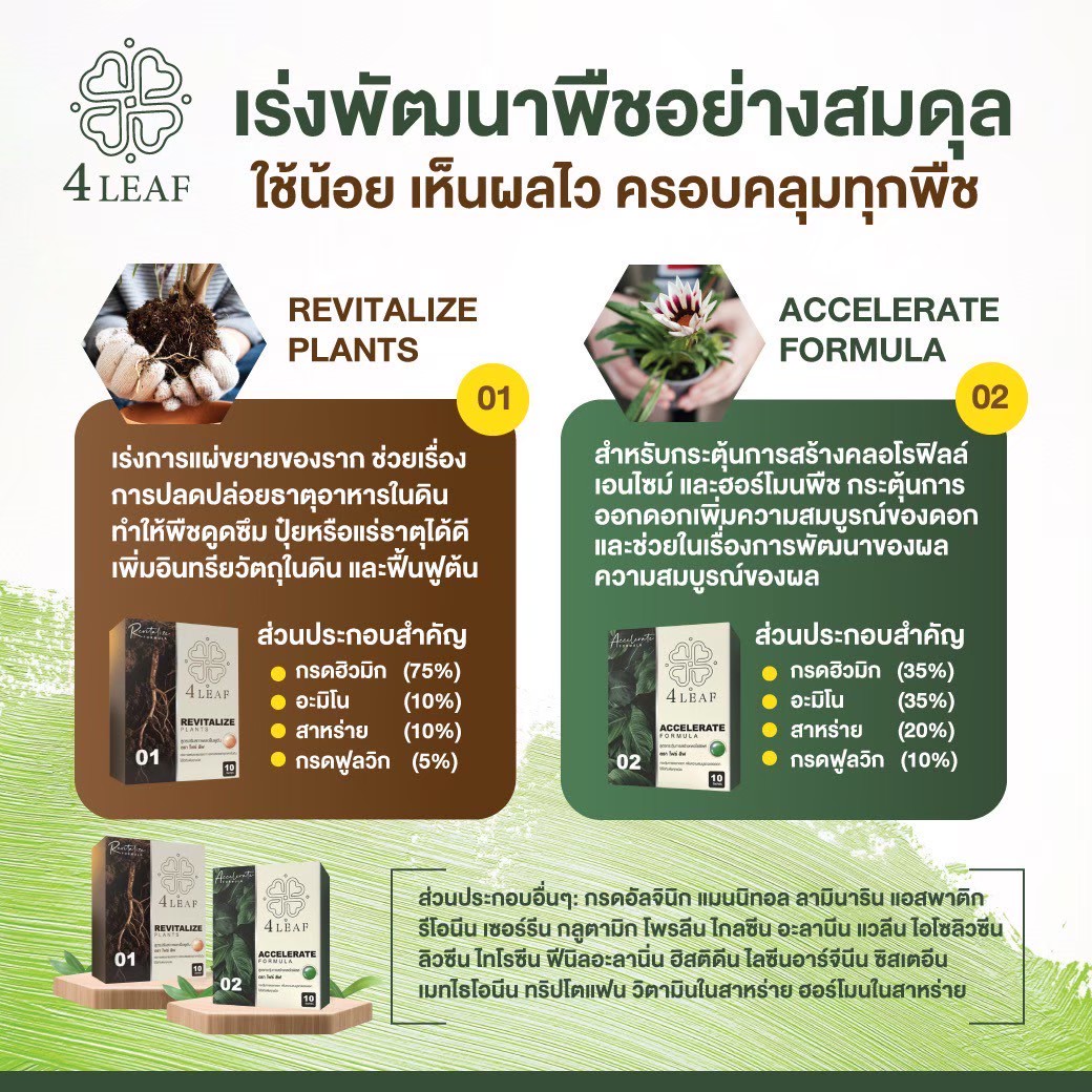4 LAEF โฟร์ลีฟ อาหารเสริมพิช ปุ๋ยเร่งผลผลิต ปุ๋ยชีวภาพ ปุ๋ยเร่งโต กรดฮิวมิก ปุ๋ยอินทรีย์ ปุ๋ยพืช ปุ๋ยผัก ปุ๋ยผลไม้ ปุ๋ยไม้ดอก ฟื้นฟูพืช ปุ๋ยคุณภาพ ปุ๋ยราคาดี ปุ๋ยส่งฟรี