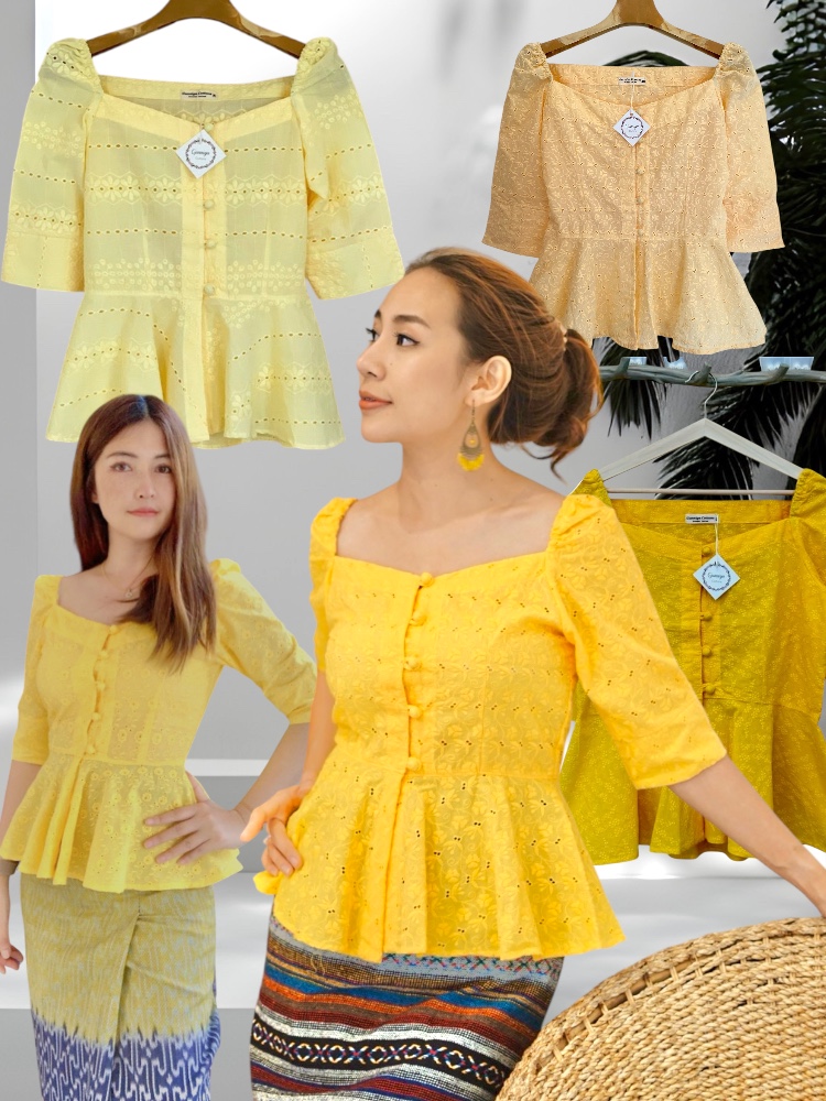 เสื้อเอื้องจันทร์ โทนสีเหลือง และสีชมพูอ่อน