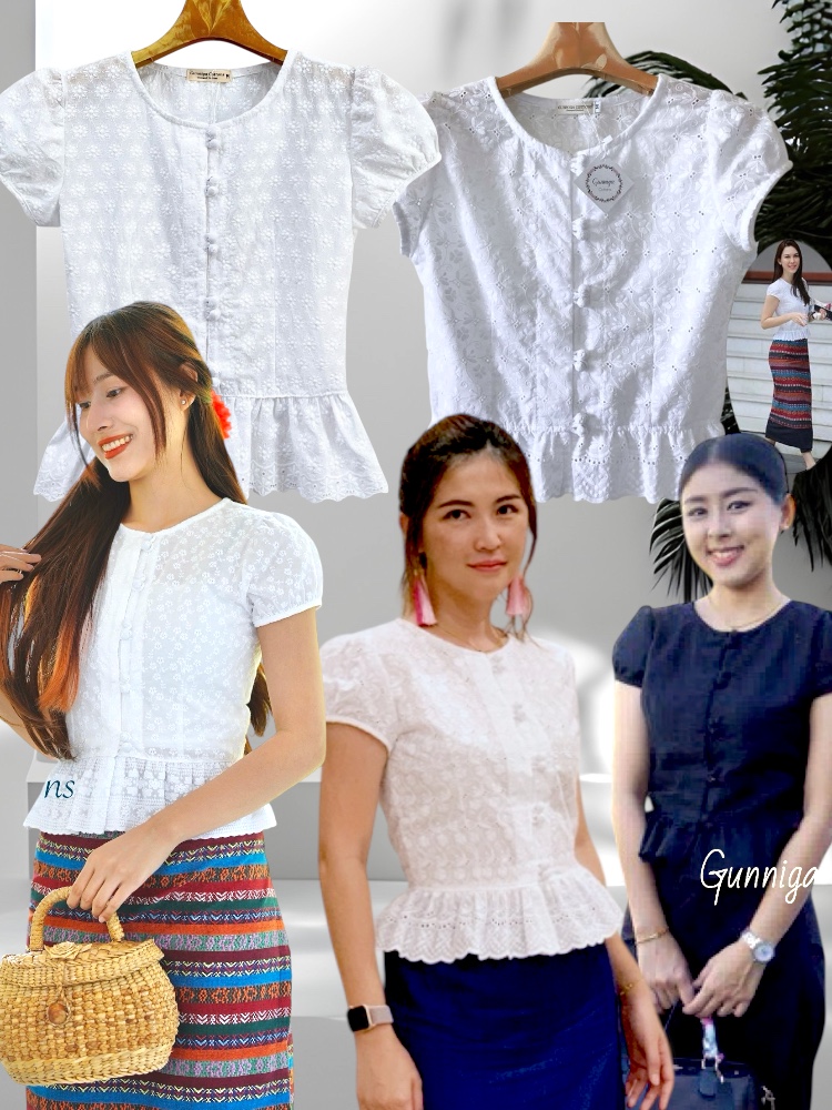 เสื้อภีรนีย์ สีขาว และสีดำ มีหลายลายผ้าให้เลือกนะคะ สินค้าจริงสวยกว่าในรูป