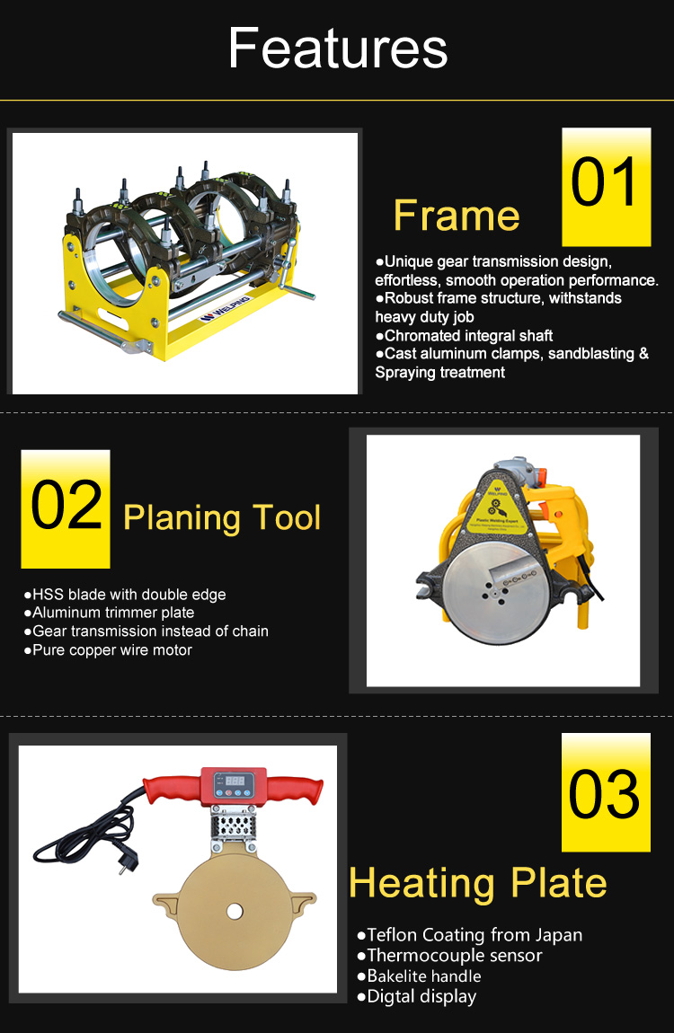 เครื่องเชื่อมท่อ Welping รุ่น WP250C Mnaual (มือหมุน) ขนาดที่เชื่อม 63mm-250mm