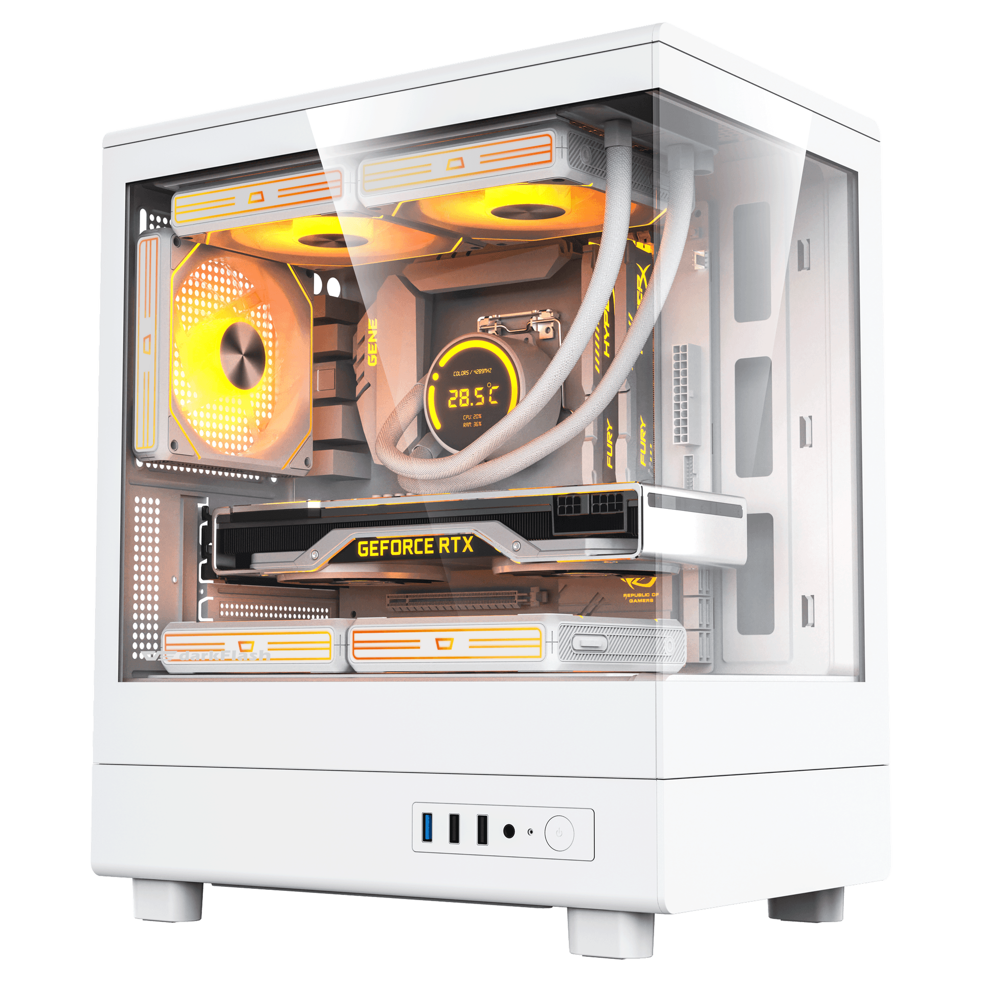 CASE DARKFLASH DB330M - WHITE (With 1-FAN ARGB)