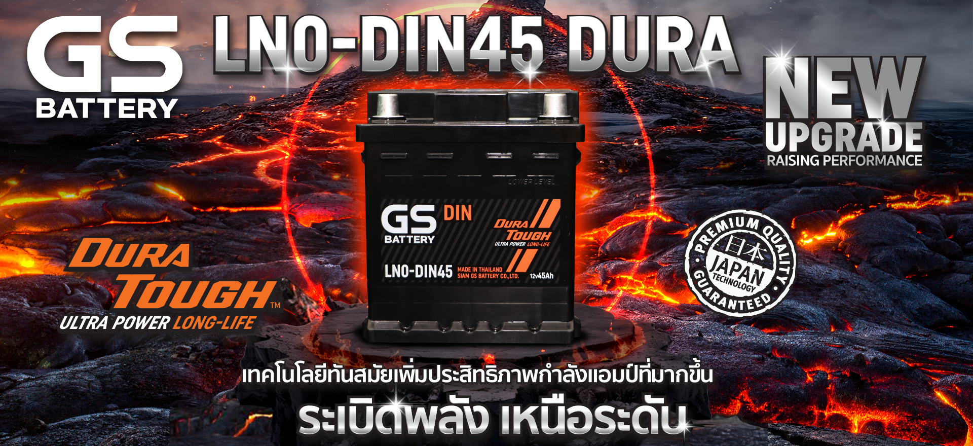 แบตเตอรี่รถยนต์ GS รุ่นกึ่งแห้งขั้วจม (แบตรถเบนซ์ แบตบีเอ็ม แบตญี่ปุ่นรุ่นใหม่ๆ)
