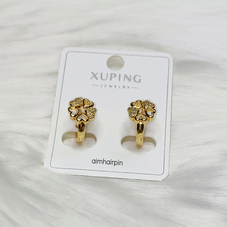 ต่างหูห่วงสีทอง ลายหัวใจห้าดวงฝังเพชร - aimhairpin จำหน่ายกิ๊บติดผมเกาหลีแท้ และเครื่องประดับ ยางรัดผม คาดผมแฟชั่น สร้อยคอ ต่างหู