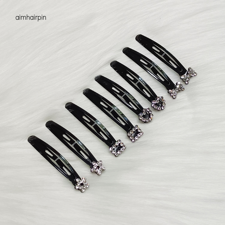 กิ๊บแป๊ะสีดำ แต่งเพชร - aimhairpin จำหน่ายกิ๊บติดผมเกาหลีแท้ และเครื่องประดับ ยางรัดผม คาดผมแฟชั่น สร้อยคอ ต่างหู