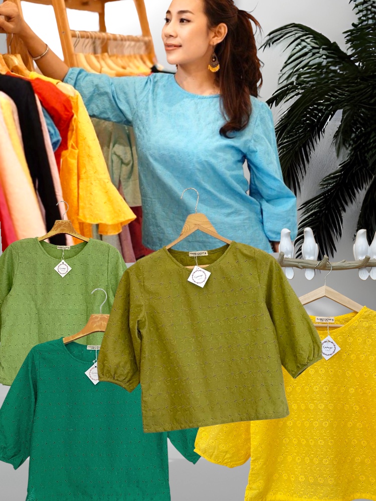 เสื้อการะเกด สีเขียวขี้ม้า สีเขียวสังขยา สีฟ้า สีเขียวมรกต และสีเหลือง