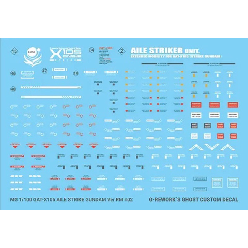 G-Rework Water Decal for MG BANDAI Aile Strike Gundam ver RM [Premium Water Decal]