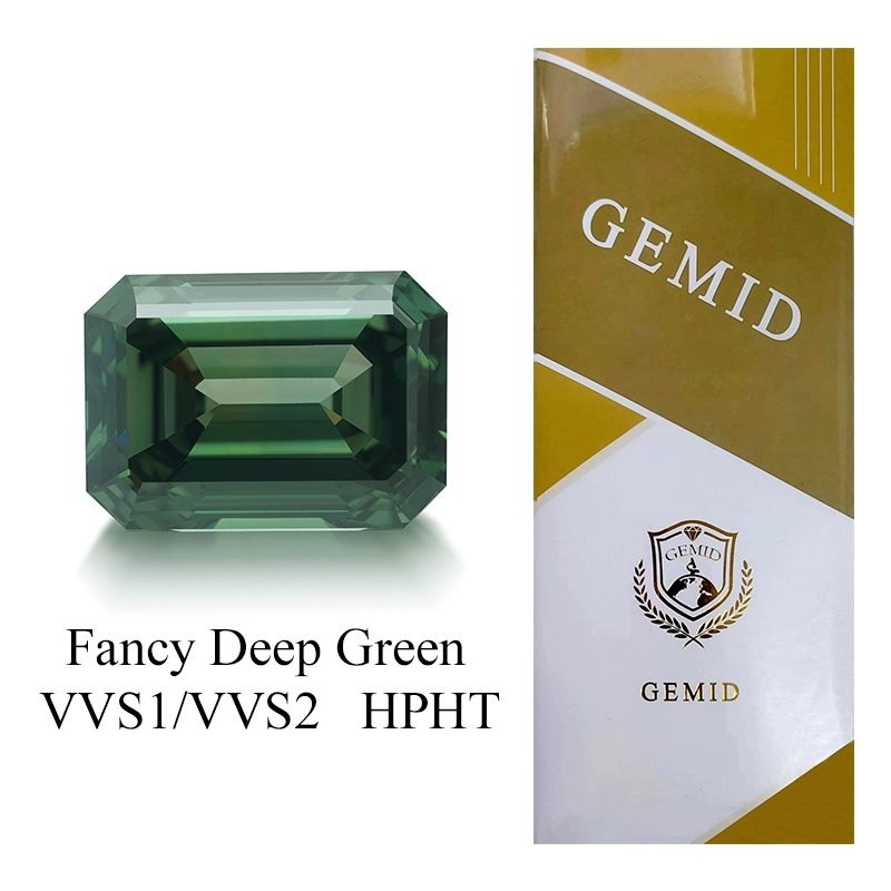 เพชรบริสุทธิ์สีเขียวเข้มเจียระไนทรงเรเดียนท์