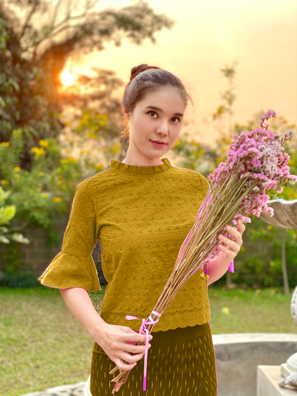 เสื้อเก็ดถะหวา สีปูน สีน้ำเงินเข้ม สีฟ้า สีบานเย็น สีมัสตาร์ด