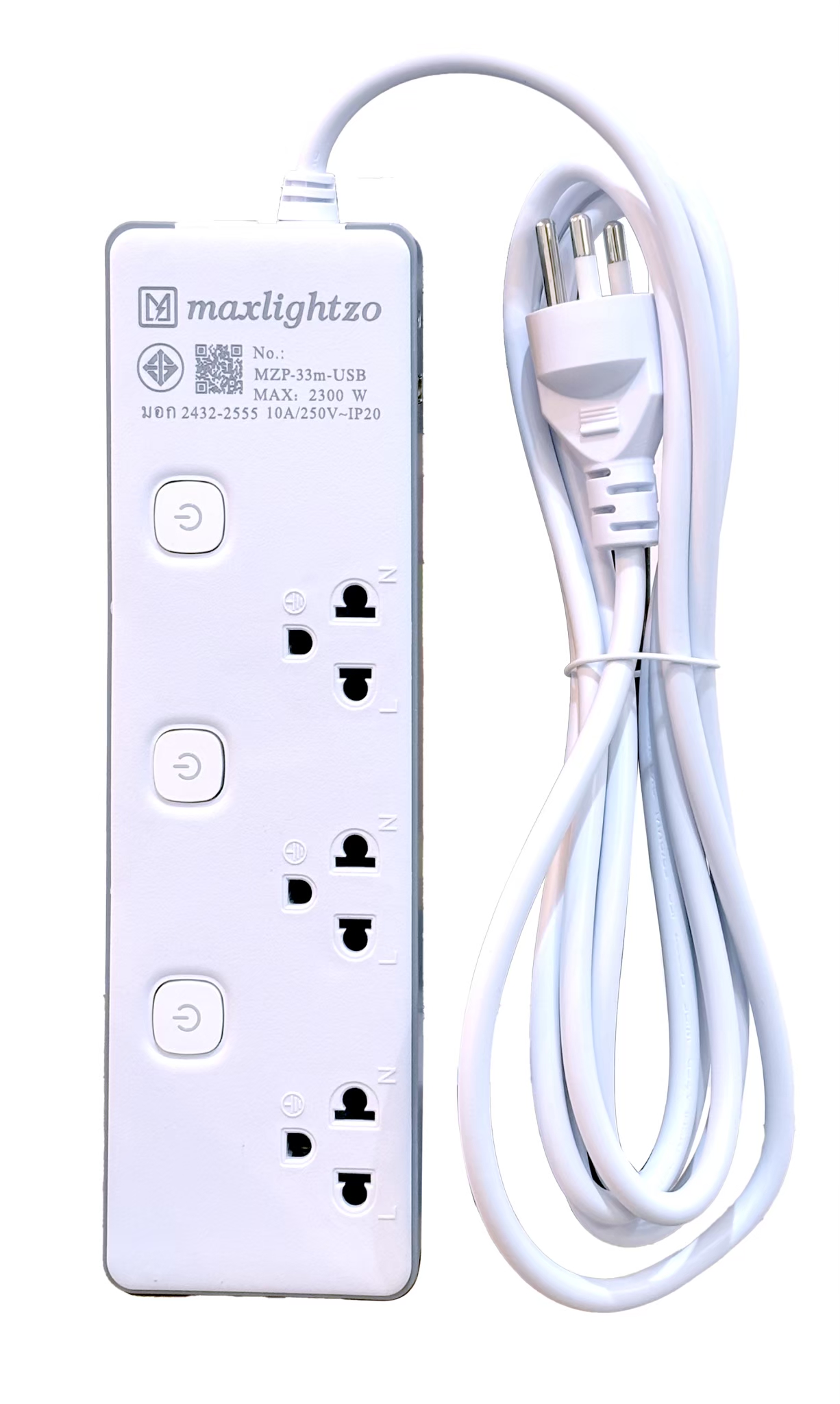 รางปลั๊ก MZP 3ที่ 5เมตร USB Max Lightzo