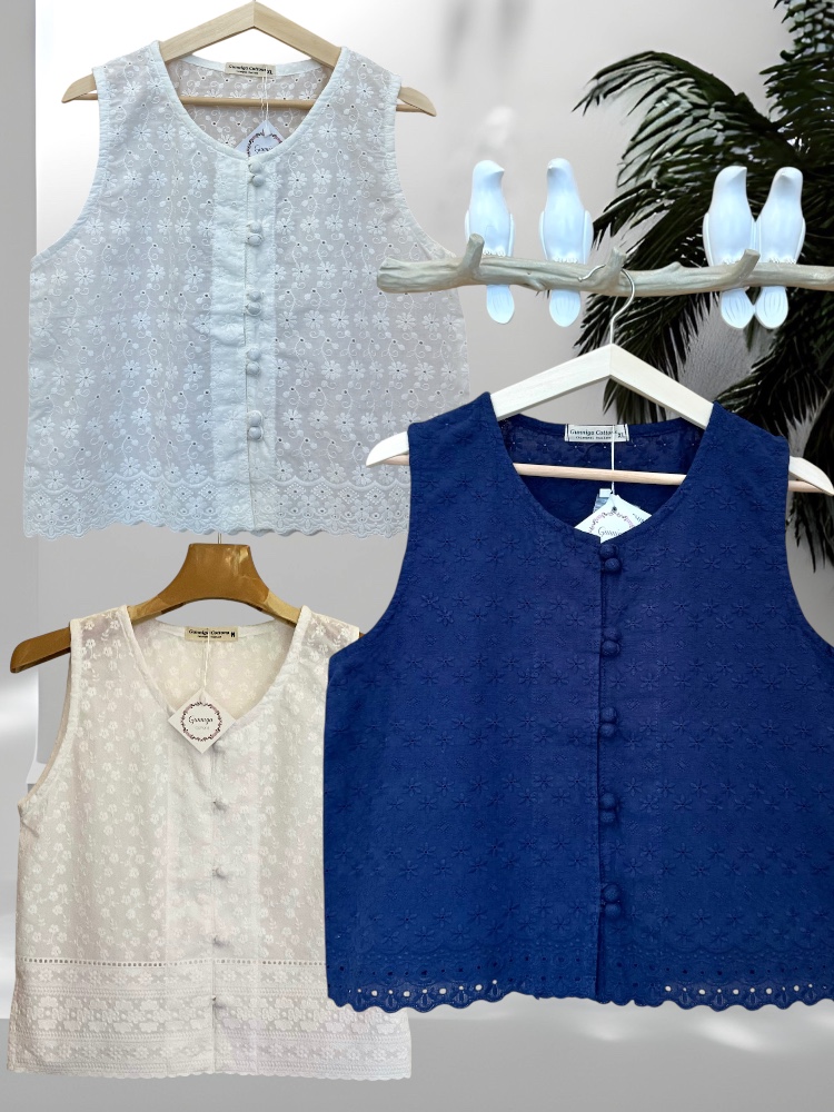 เสื้อบัวสวรรค์ สีขาวWHF สีออฟไวท์และสีน้ำเงินเข้ม