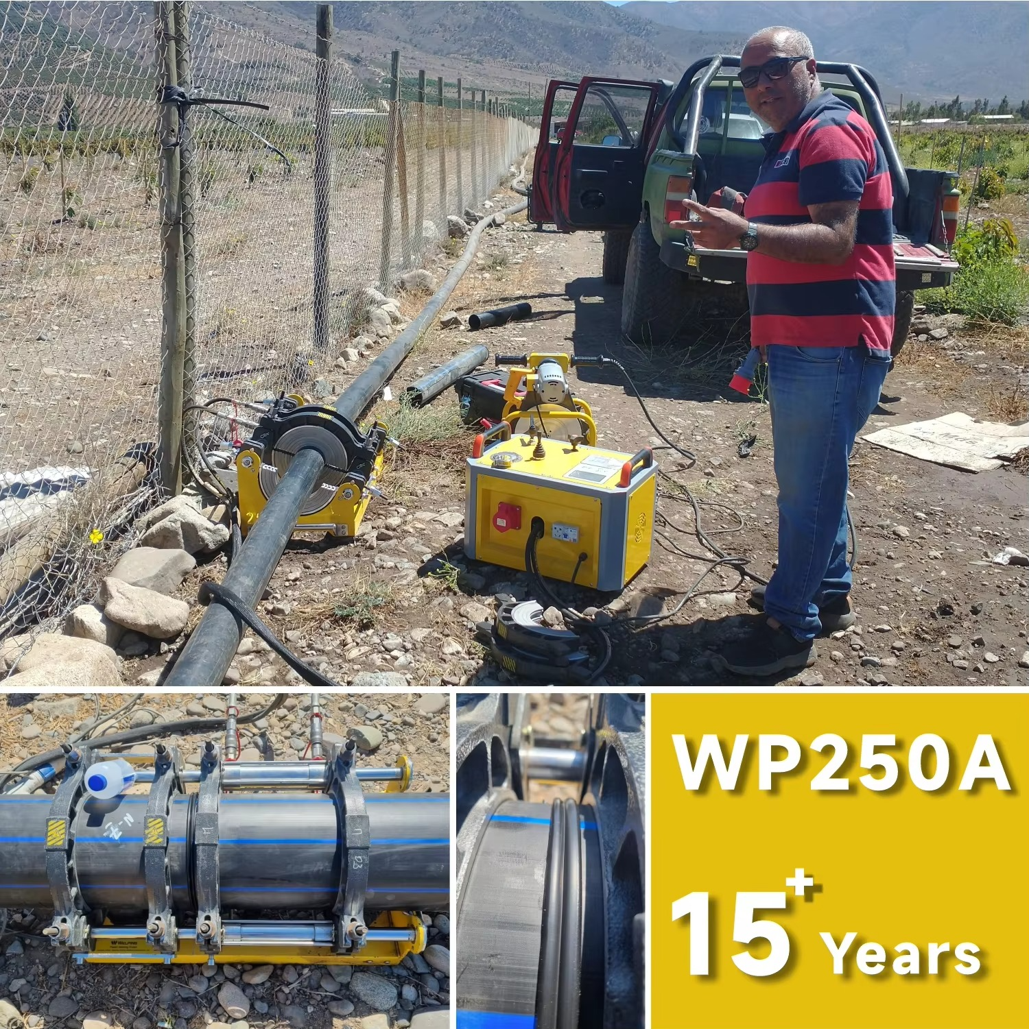 เครื่องเชื่อมท่อ Welping รุ่น WP250A ไฮดรอลิค ขนาดท่อที่เชื่อม 63mm-250mm