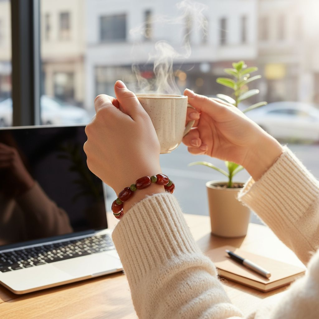 (020) กำไลหินคาร์เนเลียนทรงกระบอก ยูนาไคต์ หินแท้ หินนำโชค (กล้าหาญ สร้างสรรค์ คุ้มครอง โชคดี โชคลาภ) ขนาดข้อมือระบุทางแชทได้เลยค่ะ