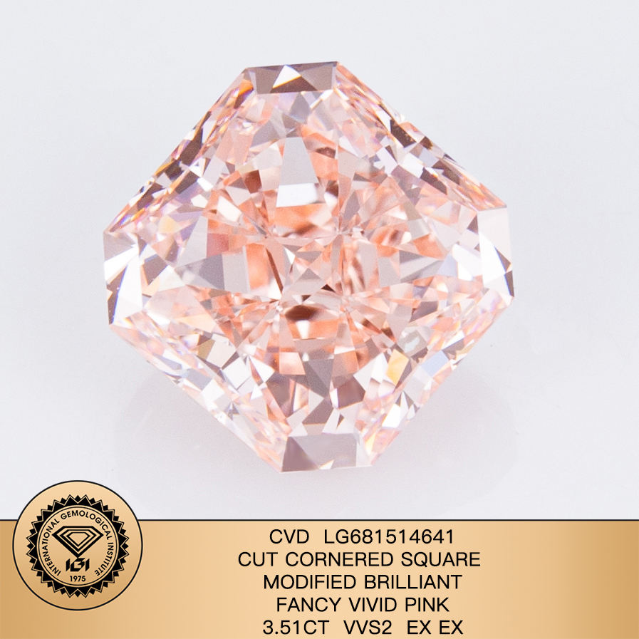 เพชรสีชมพูโครงสร้างเพชรแท้ทรงลูกแพร์