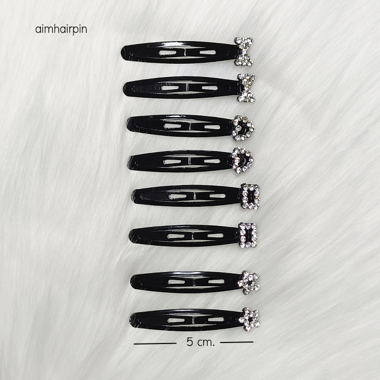 กิ๊บแป๊ะสีดำ แต่งเพชร - aimhairpin จำหน่ายกิ๊บติดผมเกาหลีแท้ และเครื่องประดับ ยางรัดผม คาดผมแฟชั่น สร้อยคอ ต่างหู