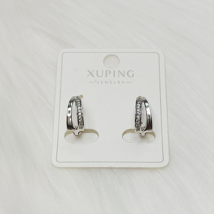 ต่างหูห่วงสองชั้นสีเงินฝังเพชร สไตล์มินิมอล - aimhairpin จำหน่ายกิ๊บติดผมเกาหลีแท้ และเครื่องประดับ ยางรัดผม คาดผมแฟชั่น สร้อยคอ ต่างหู