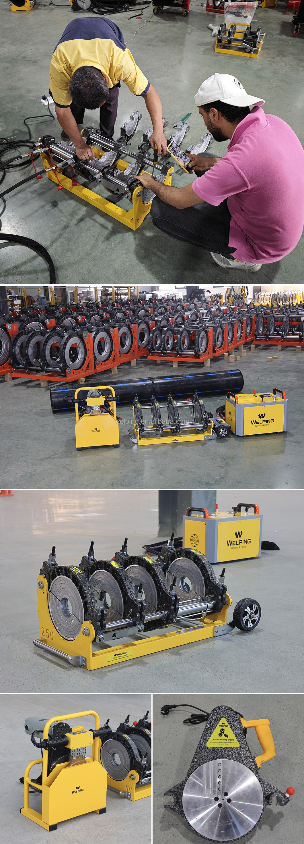 เครื่องเชื่อมท่อ Welping รุ่น WP250A ไฮดรอลิค ขนาดท่อที่เชื่อม 63mm-250mm