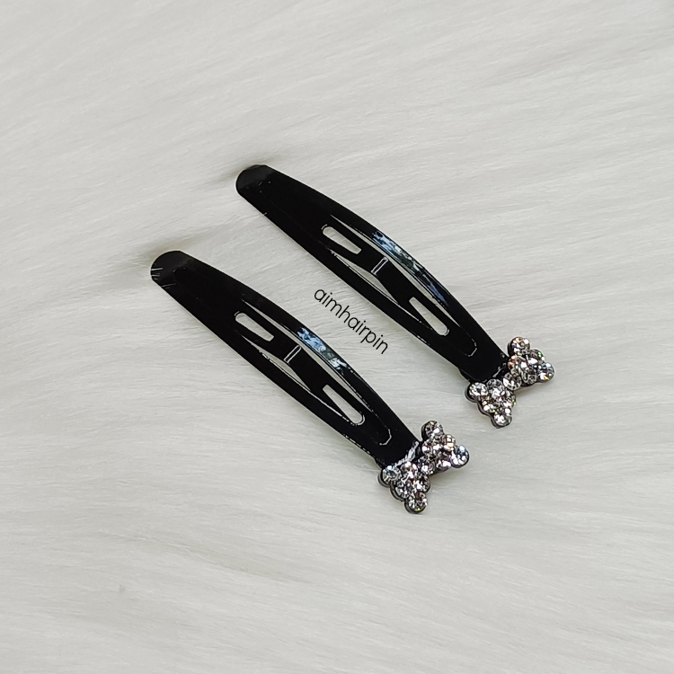 กิ๊บแป๊ะสีดำ แต่งเพชร - aimhairpin จำหน่ายกิ๊บติดผมเกาหลีแท้ และเครื่องประดับ ยางรัดผม คาดผมแฟชั่น สร้อยคอ ต่างหู