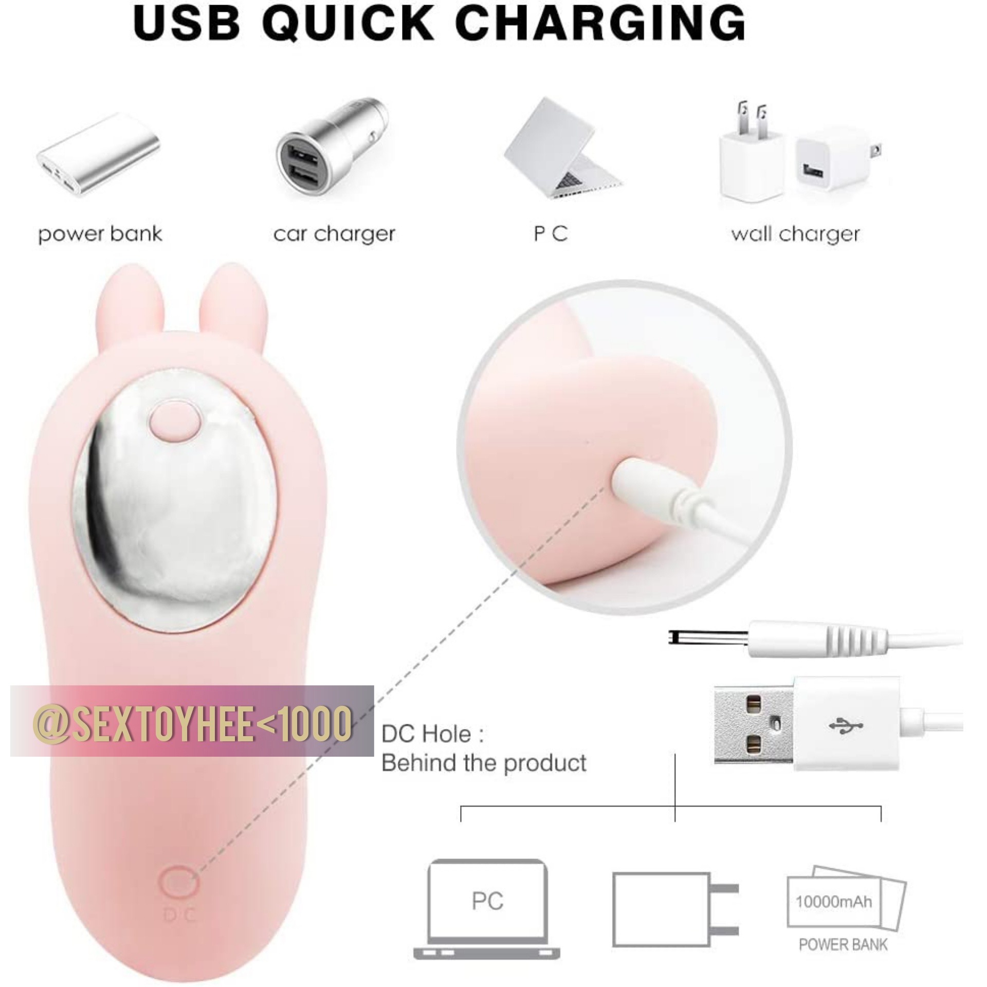 กระต่ายเหน็บแต๊ด ชาร์จแบตไร้สาย (ปรับสั่น 12-15 โหมด)
