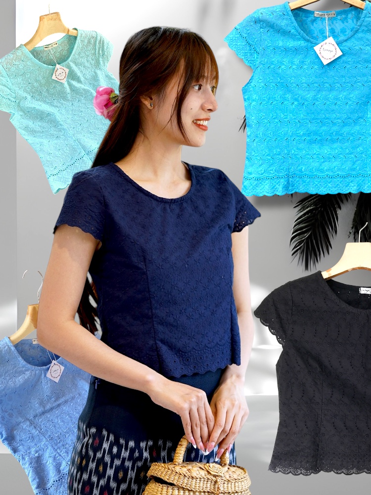 เสื้อกาสะลองคำ สีน้ำเงินเข้ม สีฟ้า และสีดำ