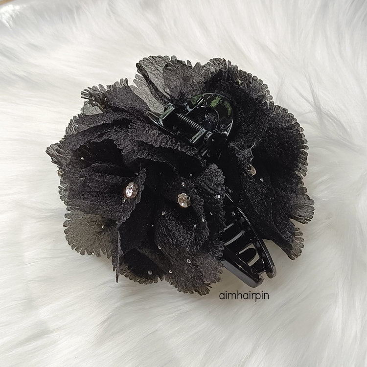 กิ๊บหนีบผม ทรงพุ่มดอกไม้สีดำ - aimhairpin จำหน่ายกิ๊บติดผมเกาหลีแท้ และเครื่องประดับ ยางรัดผม คาดผมแฟชั่น สร้อยคอ ต่างหู