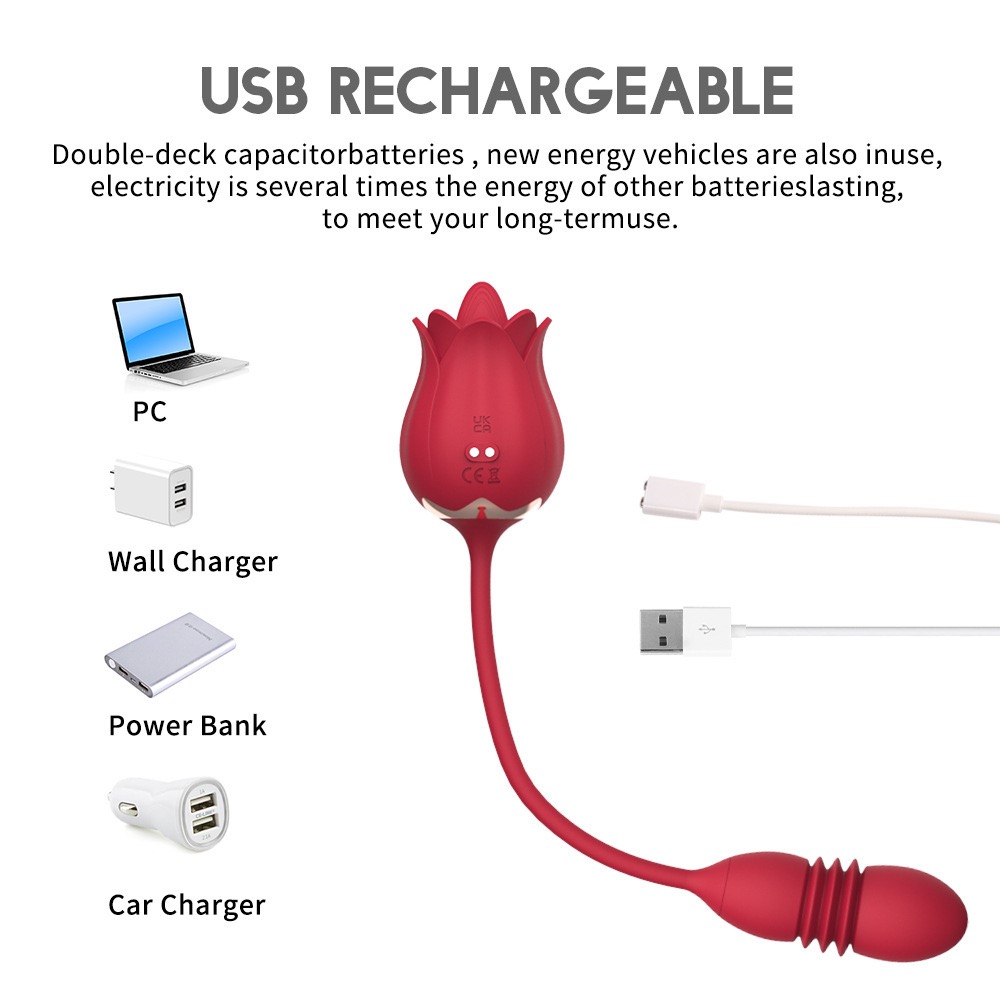 เครื่องนวดดอกกุหลาบ(3 in 1)/มีลิ้นตะวัด,หัวสั่นยืดหด