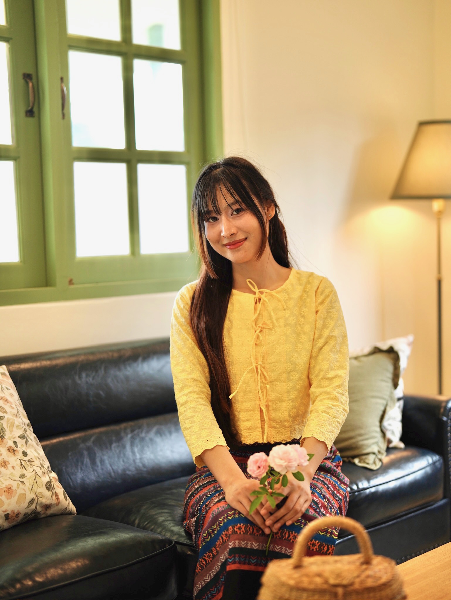 เสื้อบัวเกี๋ยง สีใหม่ หลายสี ลายพิกุล เสื้อแขนยาวผู้เชือกหน้า