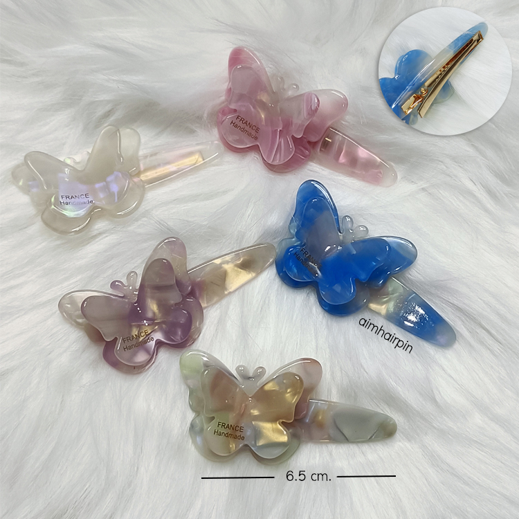 กิ๊บปากเป็ด อะคริลิค ทรงผีเสื้อ - aimhairpin จำหน่ายกิ๊บติดผมเกาหลีแท้ และเครื่องประดับ ยางรัดผม คาดผมแฟชั่น สร้อยคอ ต่างหู