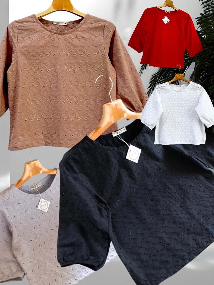 เสื้อการะเกด สีดำ สีเผือก สีมอคค่า สีแดง และสีขาว เสื้อแขนบอลลูนนิดๆ สามส่วน เรียบร้อยใส่สบาย
