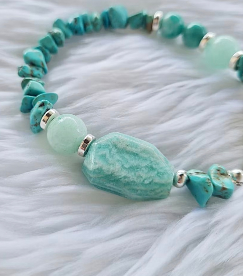 (015) สร้อยข้อมือหินอมาโซไนต์ อมาโซไนต์มินท์ เทอร์ควอยซ์ (การงาน การเงิน ความรัก) กำไลหินแท้ หินมงคล ขนาดข้อมือระบุทางแชทได้เลยค่ะ