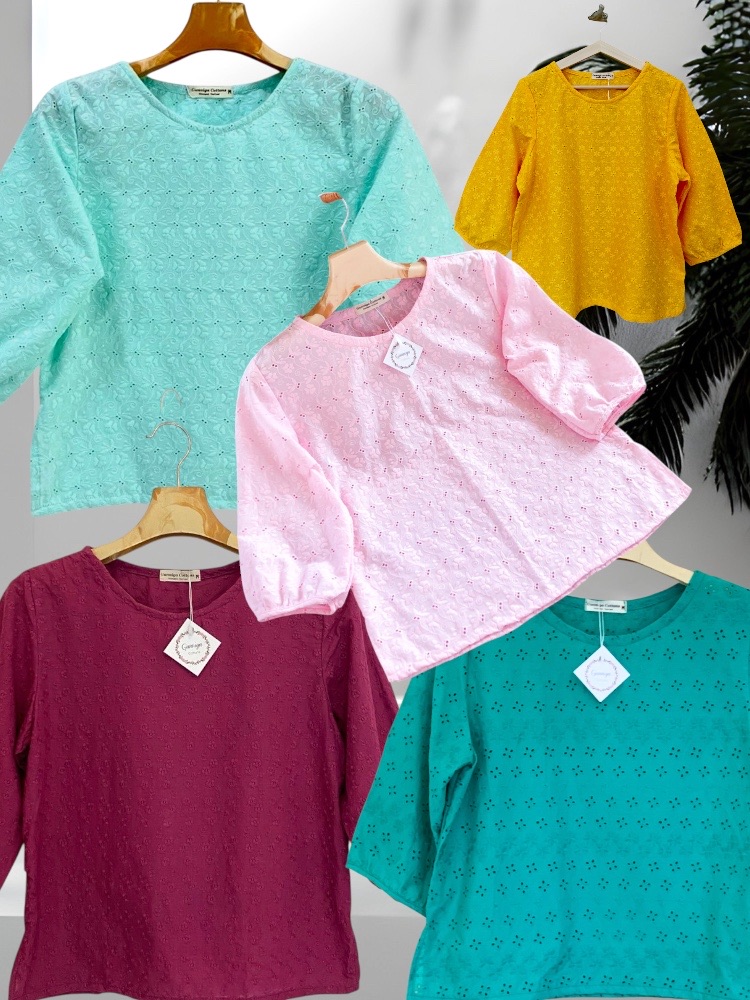 เสื้อการะเกด สีเขียว สีมังคุด สีเหลือง สีชมพูอ่อน และสีเขียวมิ้นท์