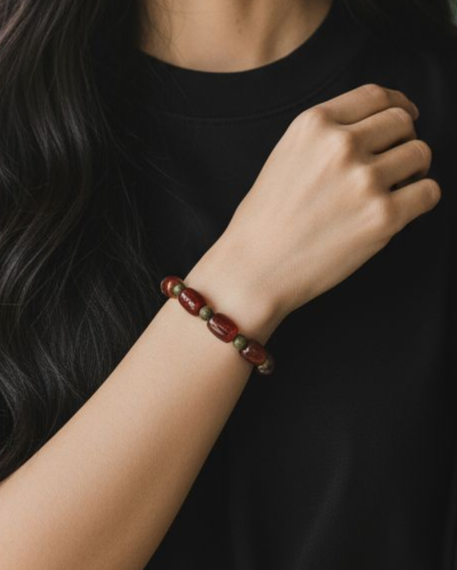 (020) กำไลหินคาร์เนเลียนทรงกระบอก ยูนาไคต์ หินแท้ หินนำโชค (กล้าหาญ สร้างสรรค์ คุ้มครอง โชคดี โชคลาภ) ขนาดข้อมือระบุทางแชทได้เลยค่ะ