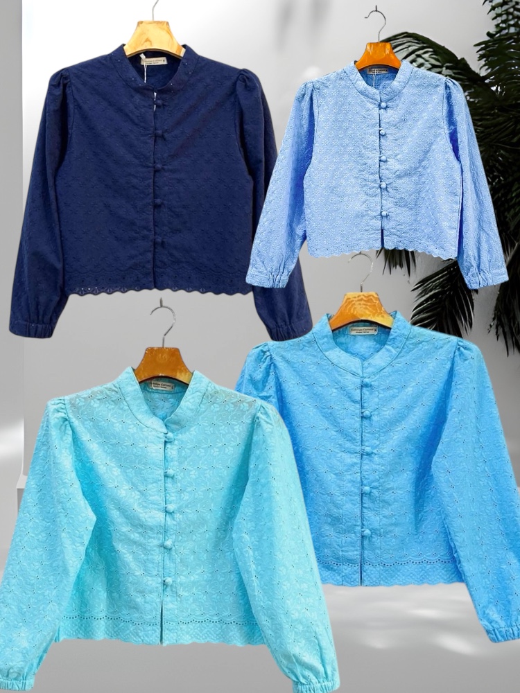 เสื้อพุดตาน โทนสีฟ้า มีสีฟ้าอ่อน สีฟ้า สีฟ้ามิ้นท์ สีน้ำเงินเข้ม สีม่วง ทุกตัวถ่ายภาพจากสินค้าจริง ตรงปก SURE!