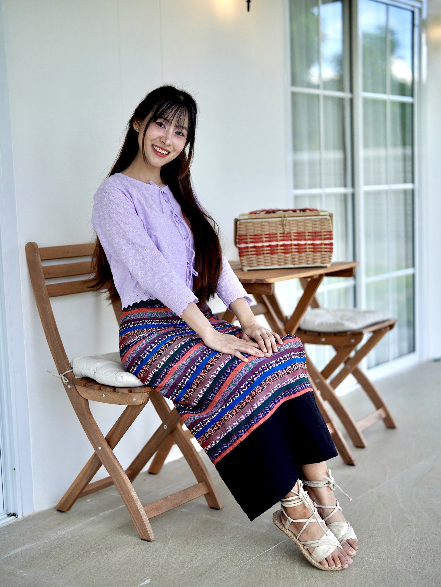 เสื้อบัวเกี๋ยง สีใหม่ หลายสี ลายพิกุล เสื้อแขนยาวผู้เชือกหน้า