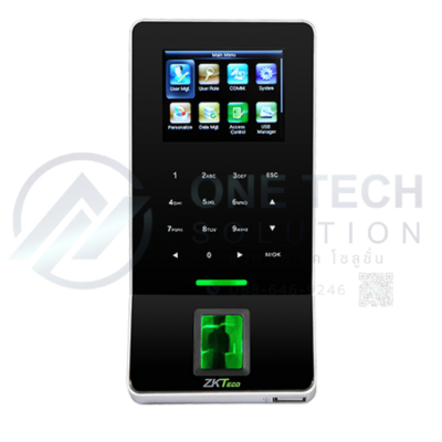 เครื่องควบคุมเข้า–ออกและลงเวลาระบบลายนิ้วมือ ZKTeco F22