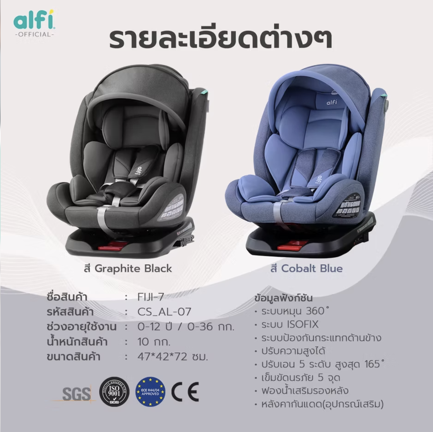 คาร์ซีท ALFI FIJI-7 (แรกเกิด-12 ปี)
