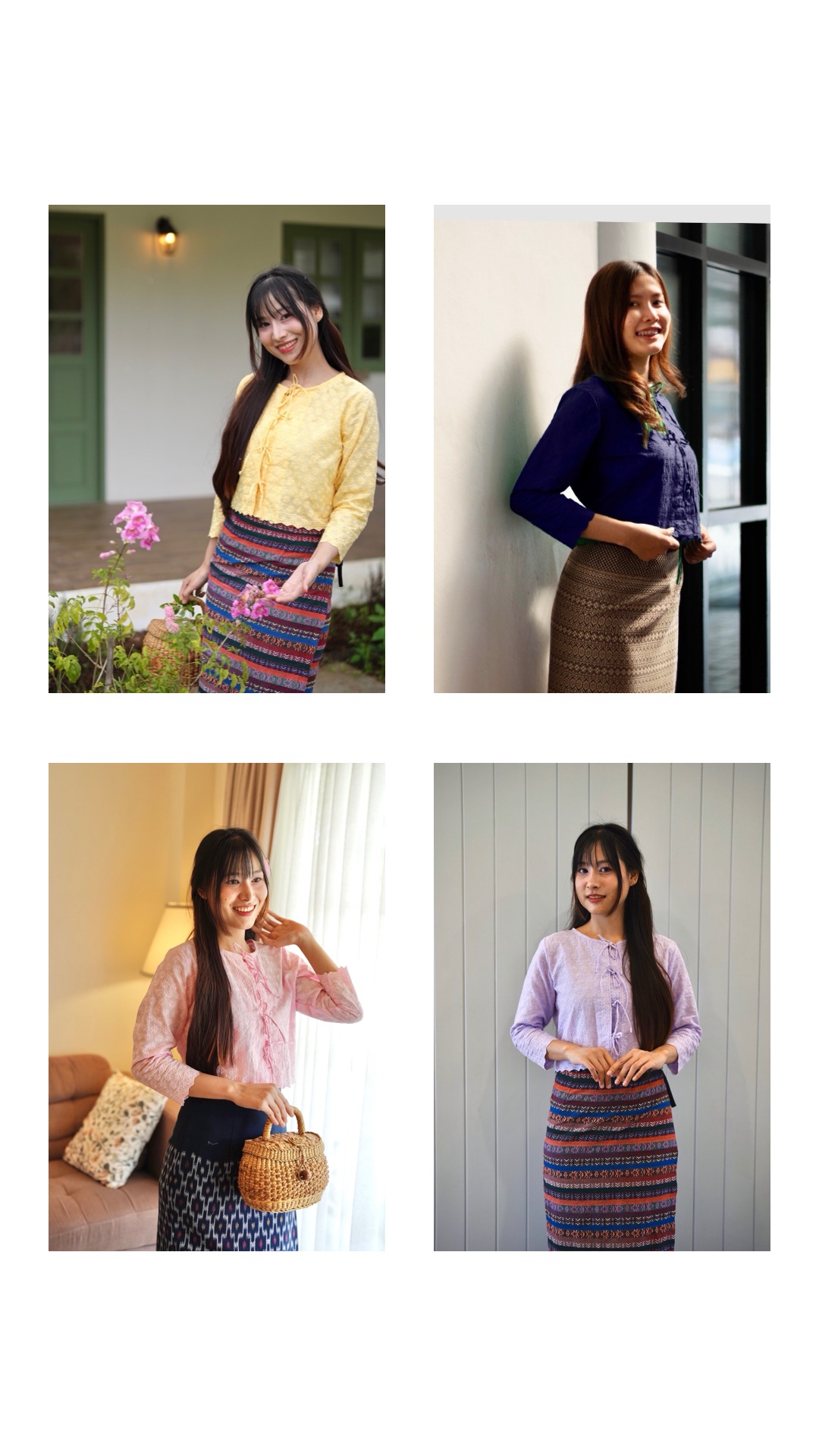 เสื้อบัวเกี๋ยง สีใหม่ หลายสี ลายพิกุล เสื้อแขนยาวผู้เชือกหน้า