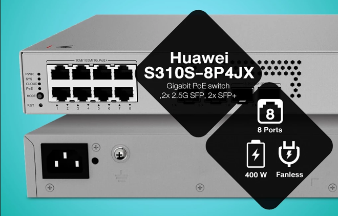 Huawei eKit S310S-8P4JX L2+ Managed POE Switch 8 Port Gigabit,POE 128W