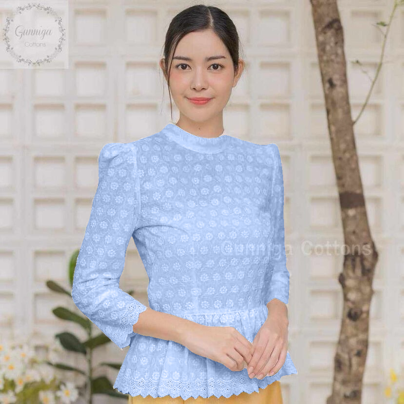 เสื้อดวงแข สีดำ ฟ้าอ่อน สีเขียวมิ้นท์ สีเขียวขี้ม้า สีเขียวสังขยา สวย เรียบร้อย สง่างาม