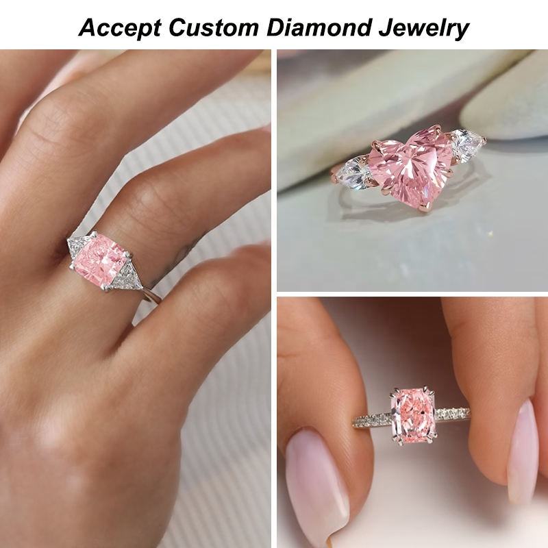 เพชรสีชมพูโครงสร้างเพชรแท้ VS1