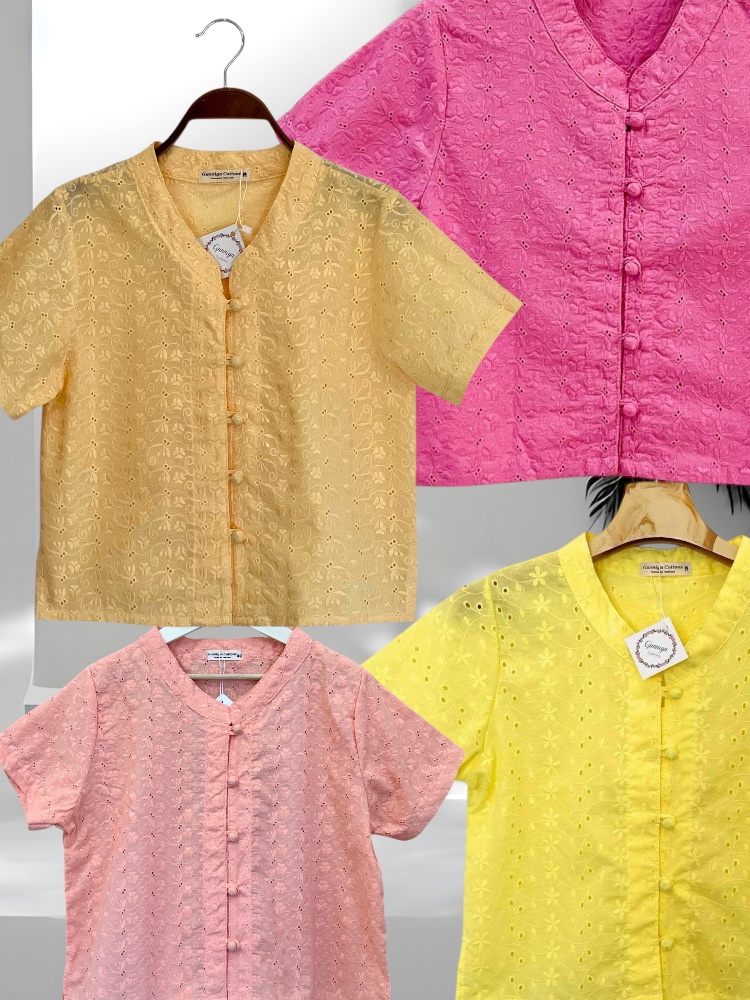 เสื้อบัวผัด สีเหลือง สีปูนแดง สีโอลด์โรส